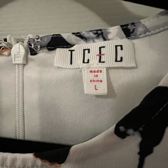 TCEC White Leopard Print Short Sleeve Dress size Large - Picture 5 of 7